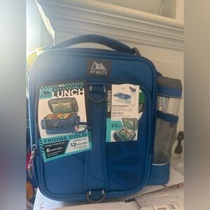Blue Expandable Lunch Bag with Bottle Holder nwt